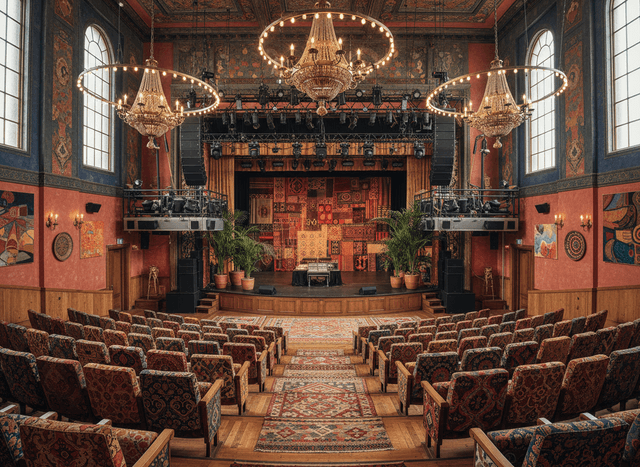 Bohemian Auditorium interior design - professional bohemian auditorium with sophisticated decor and premium finishes