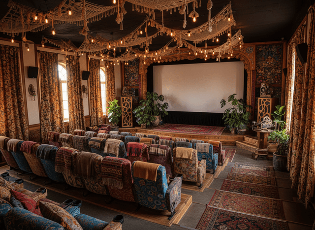 Bohemian Cinema interior design - professional bohemian cinema with sophisticated decor and premium finishes