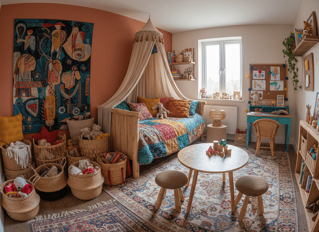Bohemian Kids Room interior design - professional bohemian kids room with sophisticated decor and premium finishes