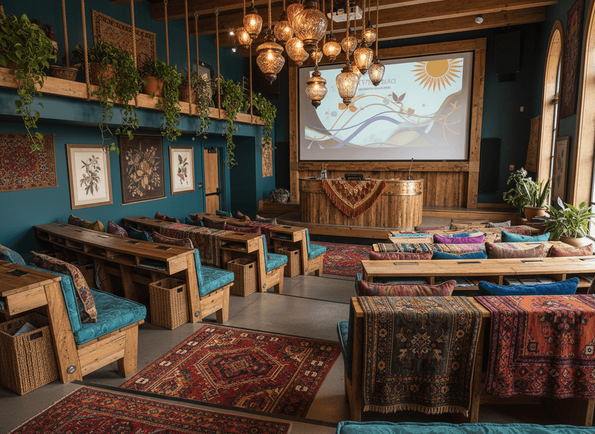 Bohemian Lecture Hall interior design - professional bohemian lecture hall with sophisticated decor and premium finishes
