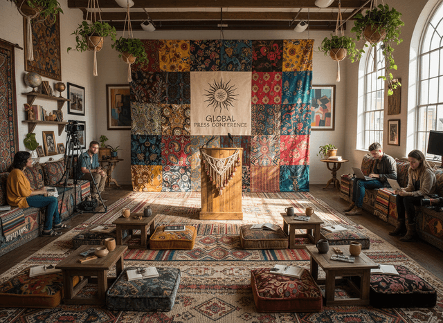Bohemian Press Room interior design - professional bohemian press room with sophisticated decor and premium finishes