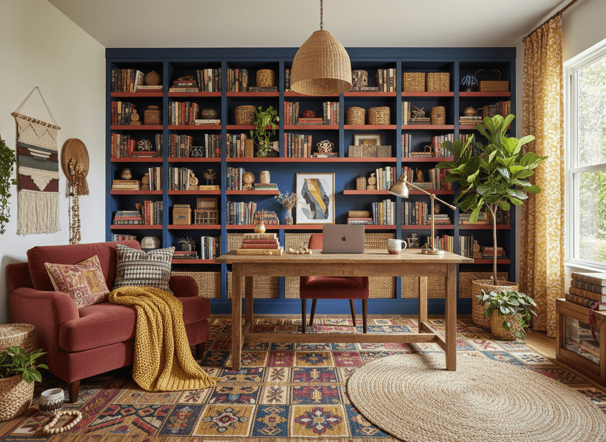 Bohemian Study Room interior design - professional bohemian study room with sophisticated decor and premium finishes