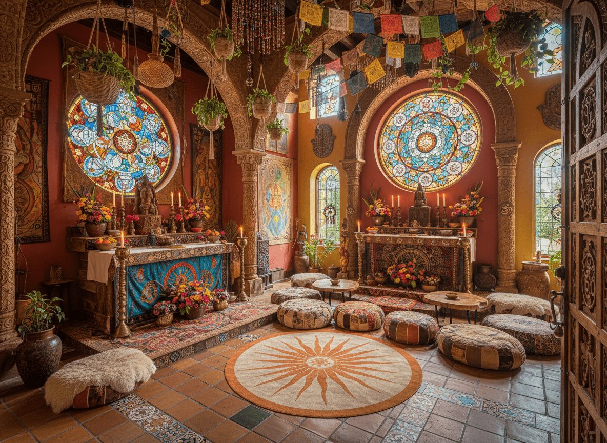Bohemian Temple interior design - professional bohemian temple with sophisticated decor and premium finishes