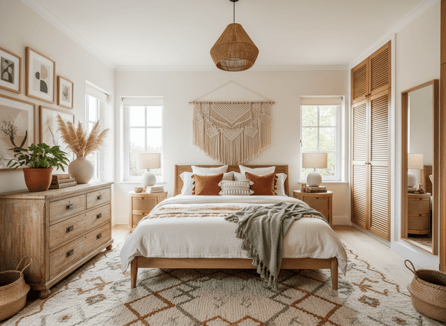 Boho Chic Bedroom interior design - professional boho chic bedroom with sophisticated decor and premium finishes