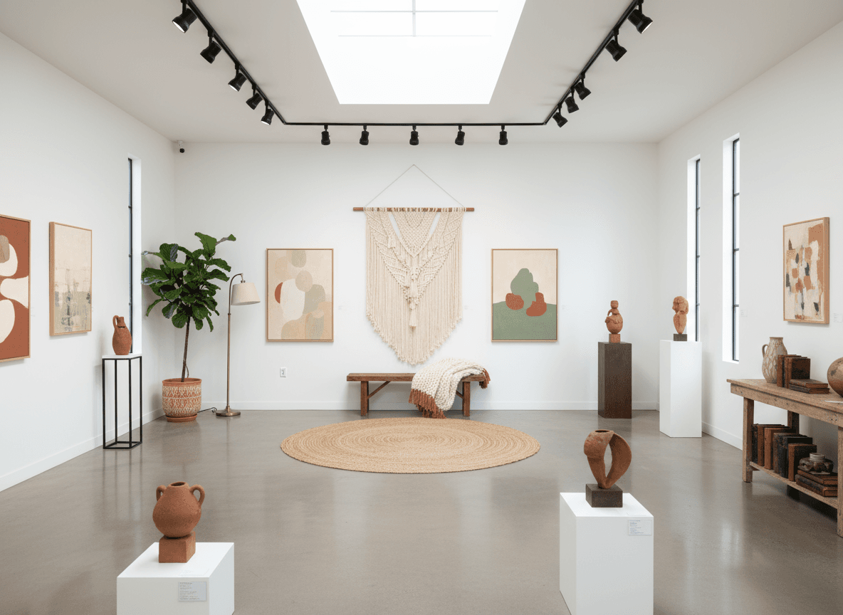 Boho Chic Gallery interior design - professional boho chic gallery with sophisticated decor and premium finishes