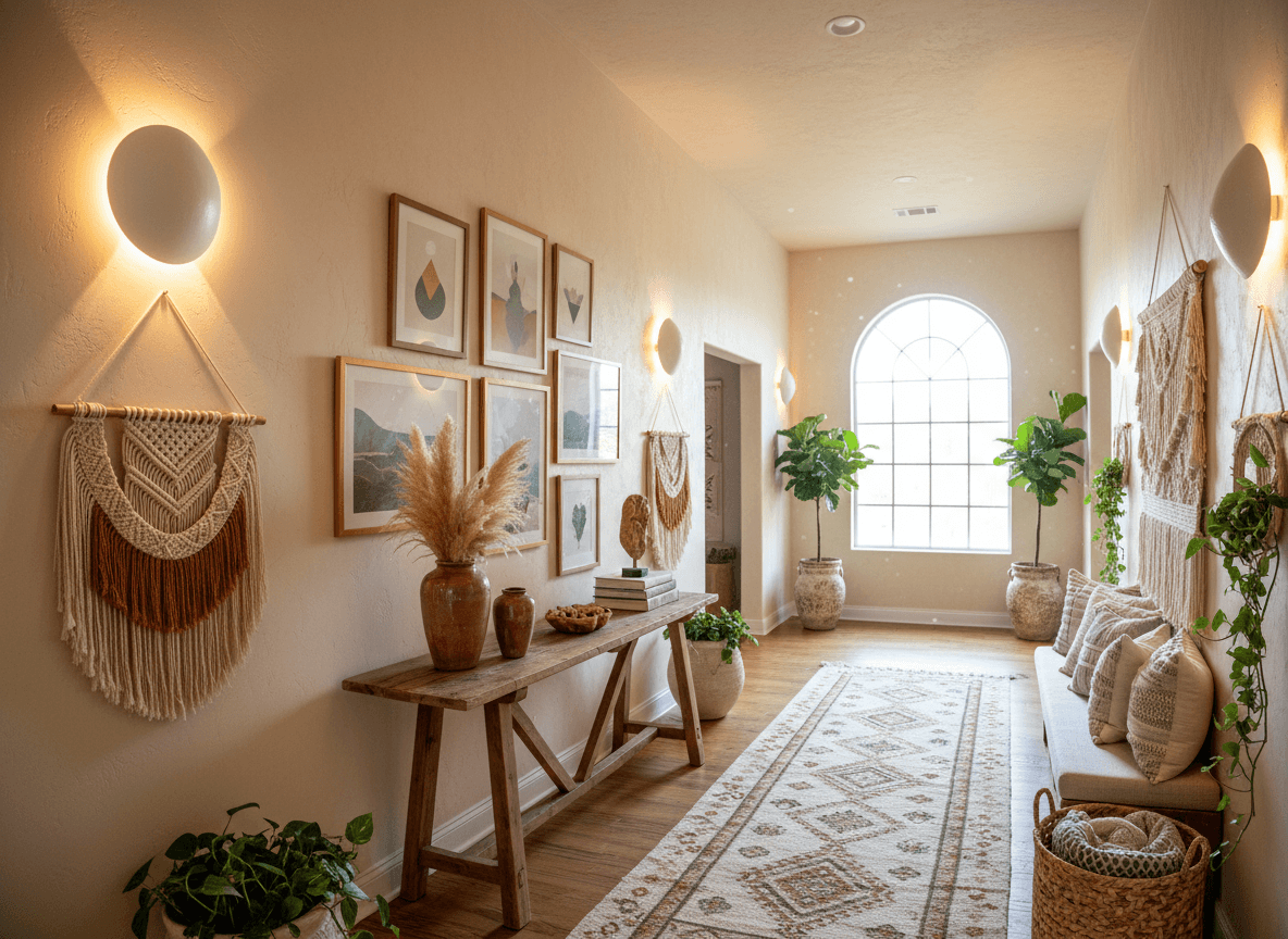 Boho Chic Hallway interior design - professional boho chic hallway with sophisticated decor and premium finishes