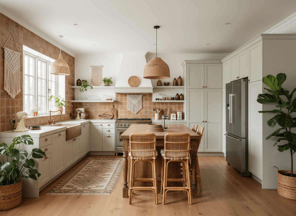 Boho Chic Kitchen interior design - professional boho chic kitchen with sophisticated decor and premium finishes