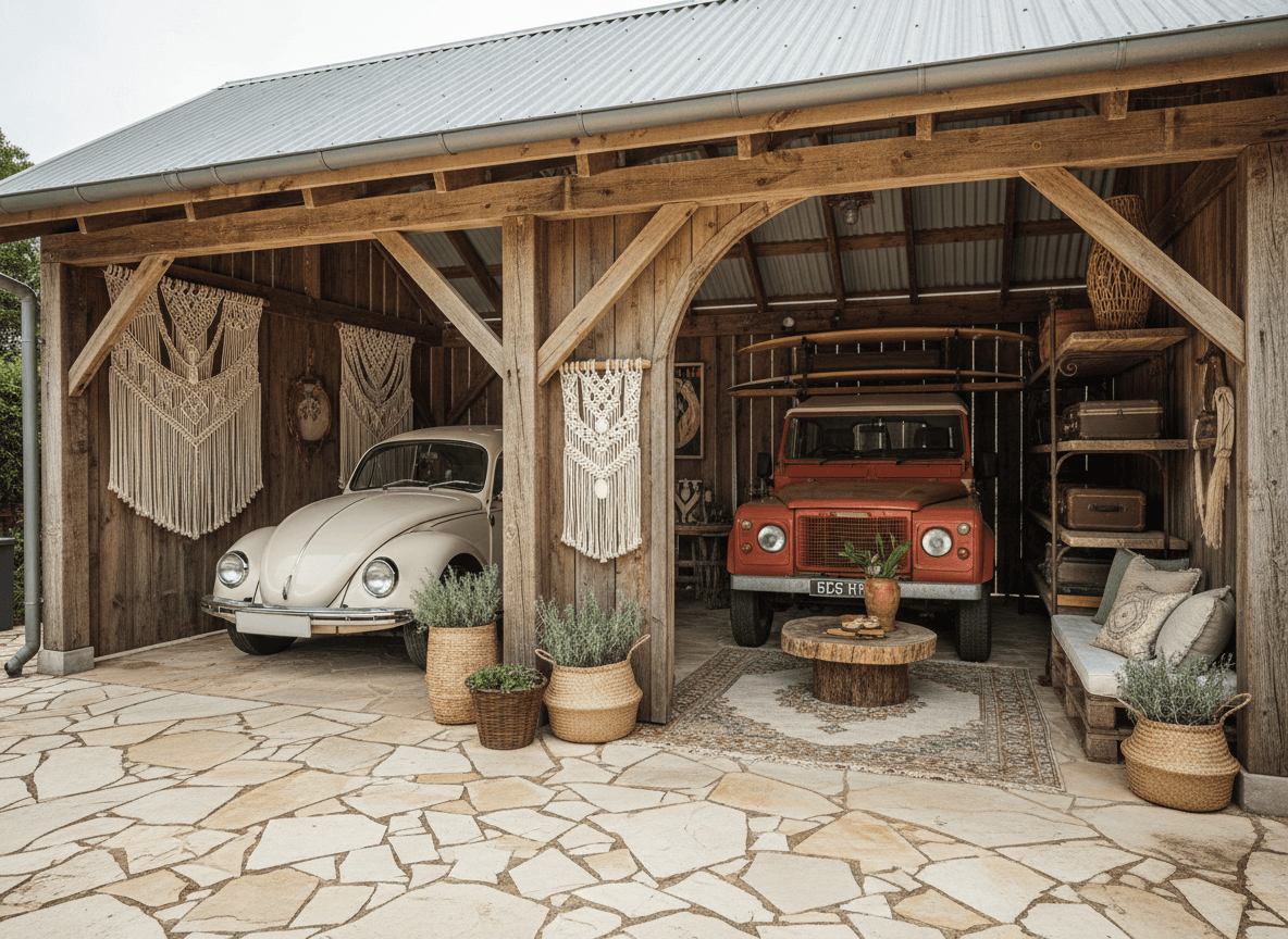 Boho Chic Outdoor Garage interior design - professional boho chic outdoor garage with sophisticated decor and premium finishes
