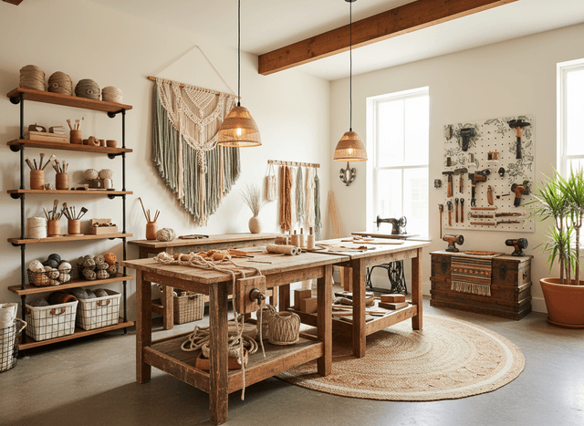 Boho Chic Workshop interior design - professional boho chic workshop with sophisticated decor and premium finishes