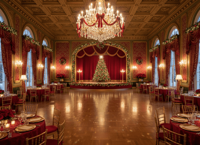 Christmas Ballroom interior design - professional christmas ballroom with sophisticated decor and premium finishes