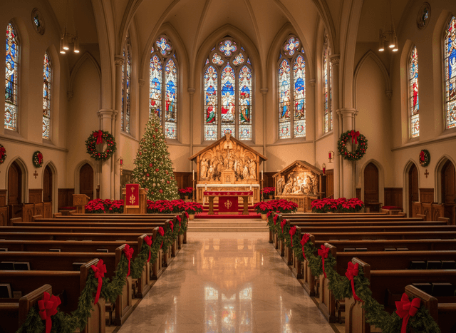 Christmas Church interior design - professional christmas church with sophisticated decor and premium finishes