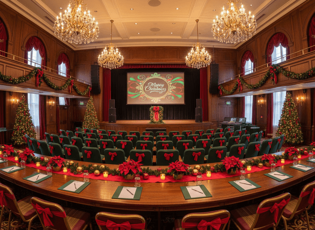 Christmas Conference Hall interior design - professional christmas conference hall with sophisticated decor and premium finishes