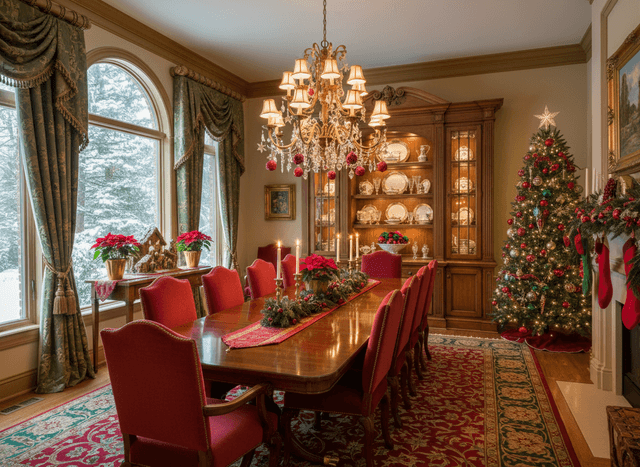 Christmas Dining Room interior design - professional christmas dining room with sophisticated decor and premium finishes