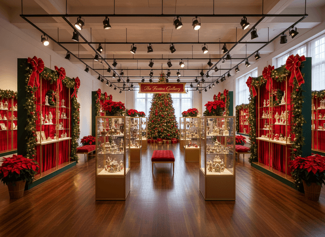 Christmas Exhibition Space interior design - professional christmas exhibition space with sophisticated decor and premium finishes