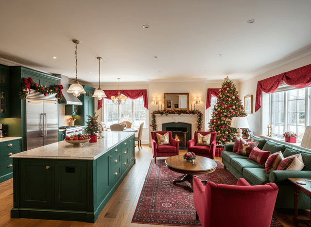 Christmas Kitchen Living Combo interior design - professional christmas kitchen living combo with sophisticated decor and premium finishes