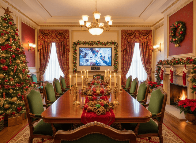 Christmas Meeting Room interior design - professional christmas meeting room with sophisticated decor and premium finishes