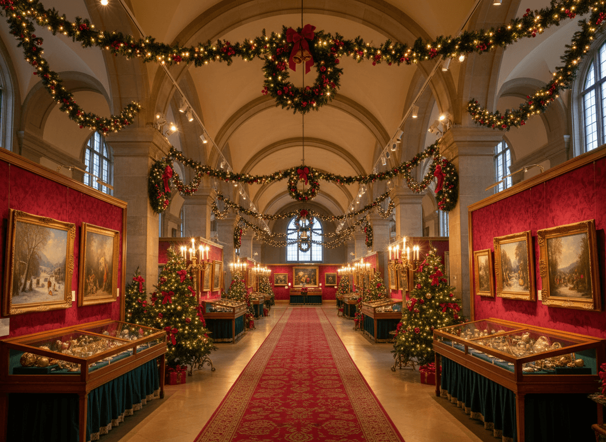 Christmas Museum Hall interior design - professional christmas museum hall with sophisticated decor and premium finishes
