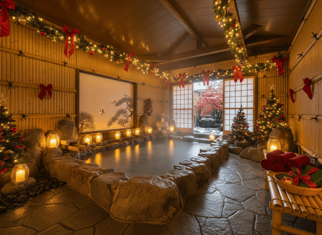 Christmas Onsen interior design - professional christmas onsen with sophisticated decor and premium finishes