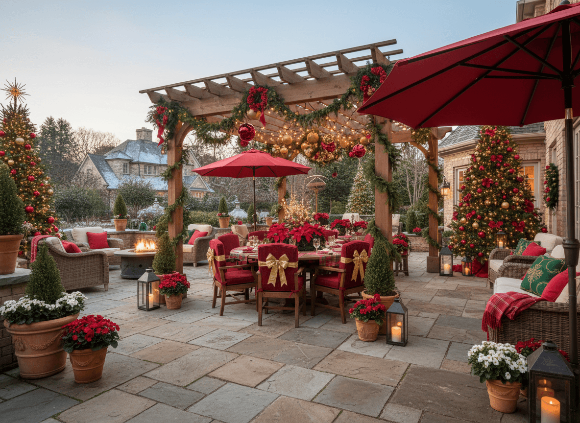 Christmas Outdoor Patio interior design - professional christmas outdoor patio with sophisticated decor and premium finishes