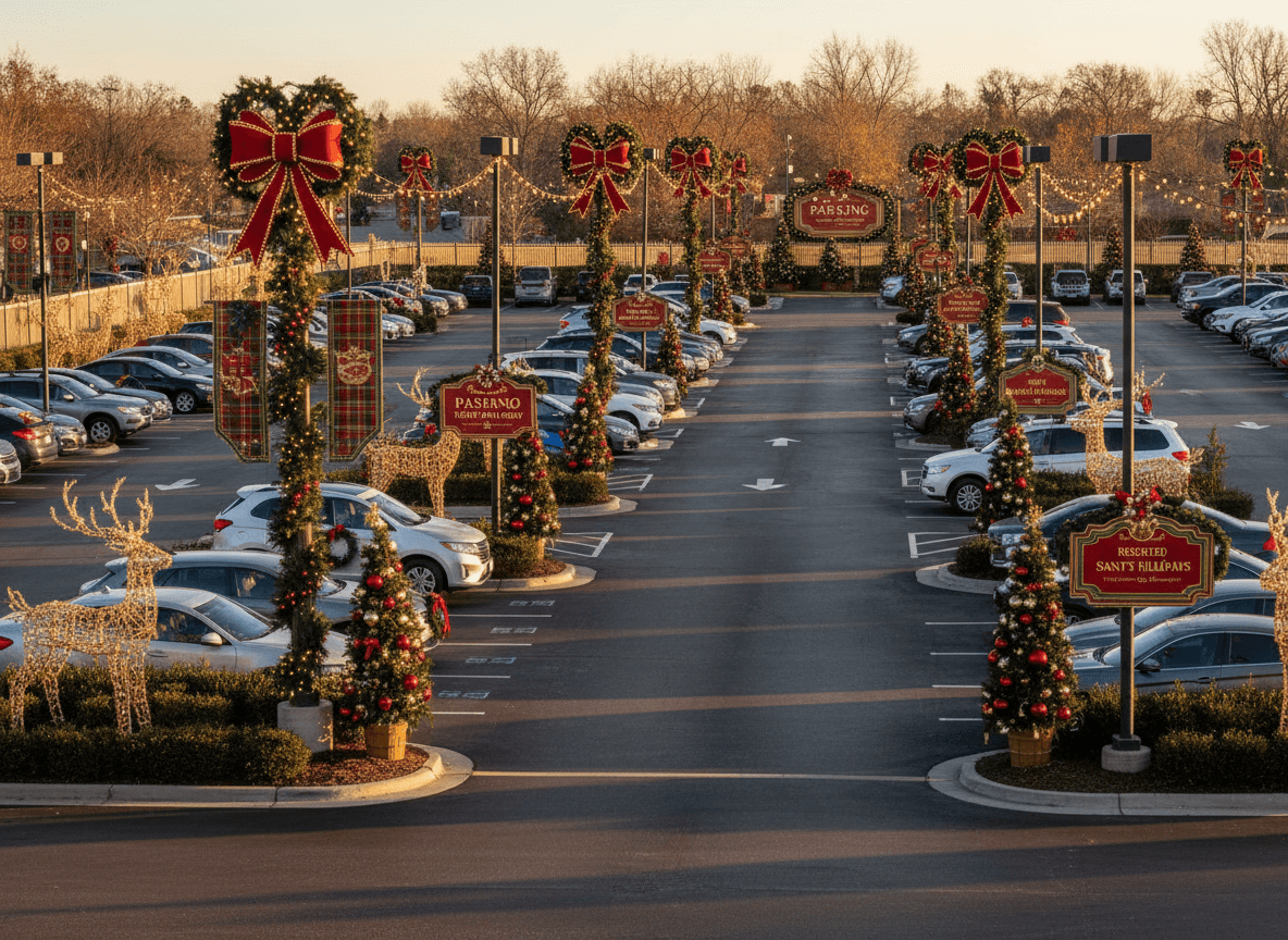 Christmas Parking Lot interior design - professional christmas parking lot with sophisticated decor and premium finishes
