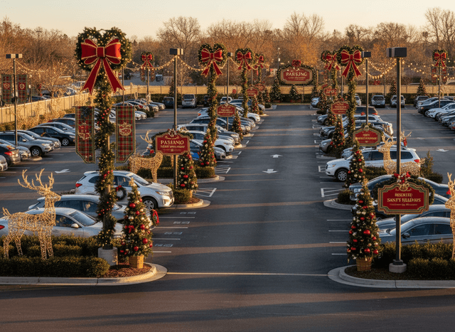 Christmas Parking Lot interior design - professional christmas parking lot with sophisticated decor and premium finishes