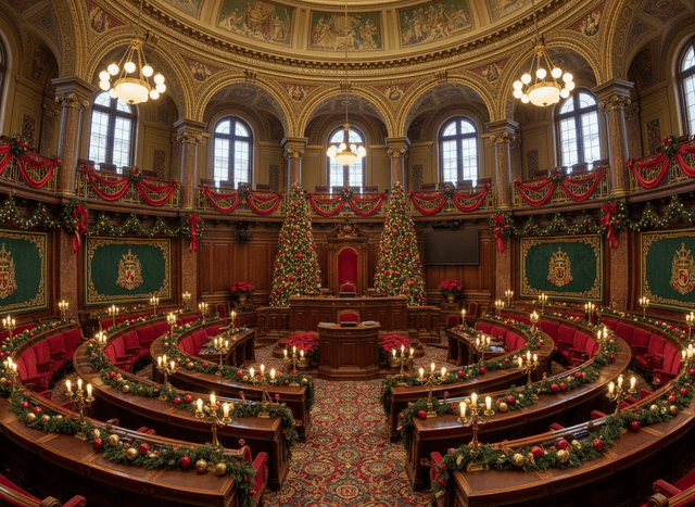 Christmas Parliament interior design - professional christmas parliament with sophisticated decor and premium finishes