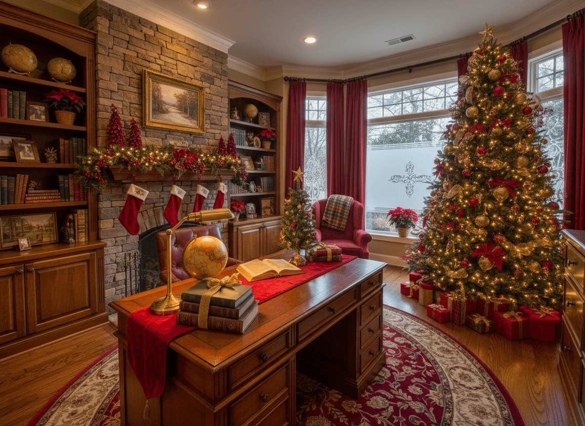 Christmas Study Room interior design - professional christmas study room with sophisticated decor and premium finishes