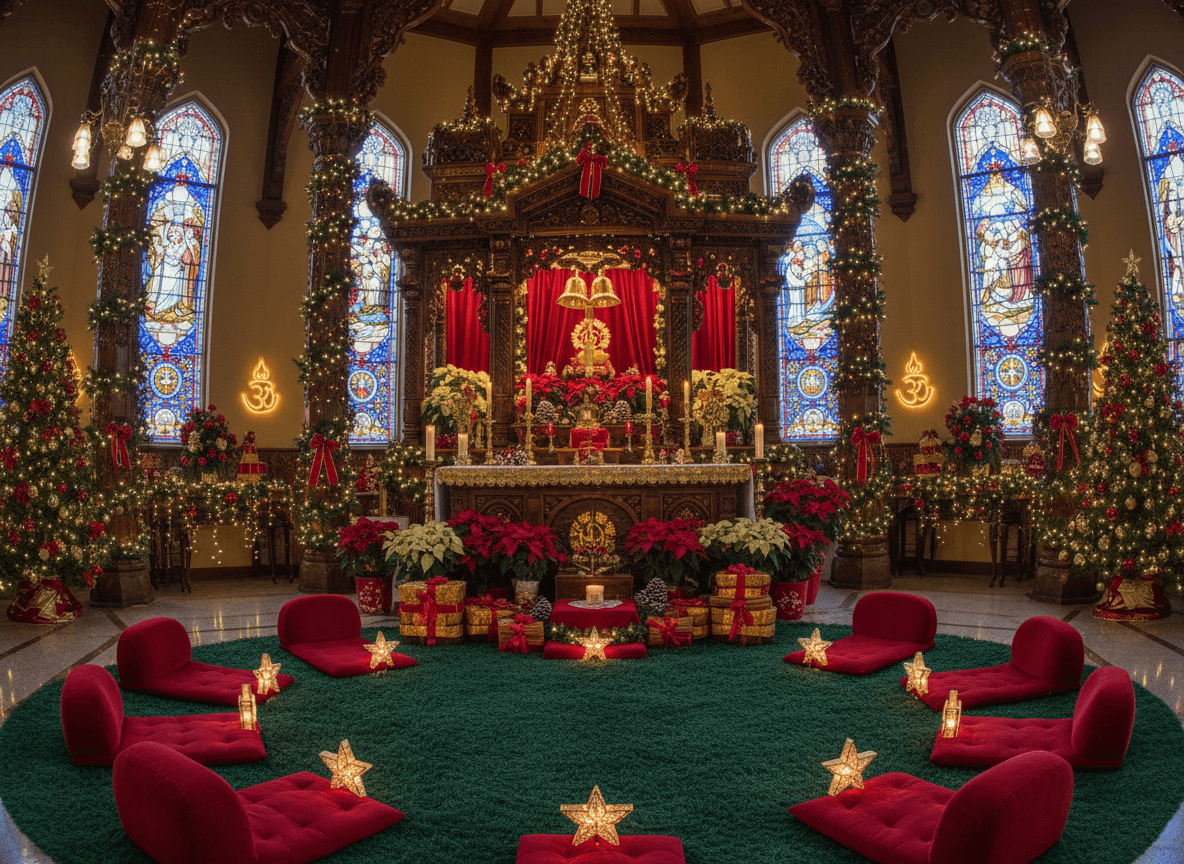 Christmas Temple interior design - professional christmas temple with sophisticated decor and premium finishes