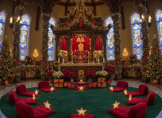 Christmas Temple interior design - professional christmas temple with sophisticated decor and premium finishes