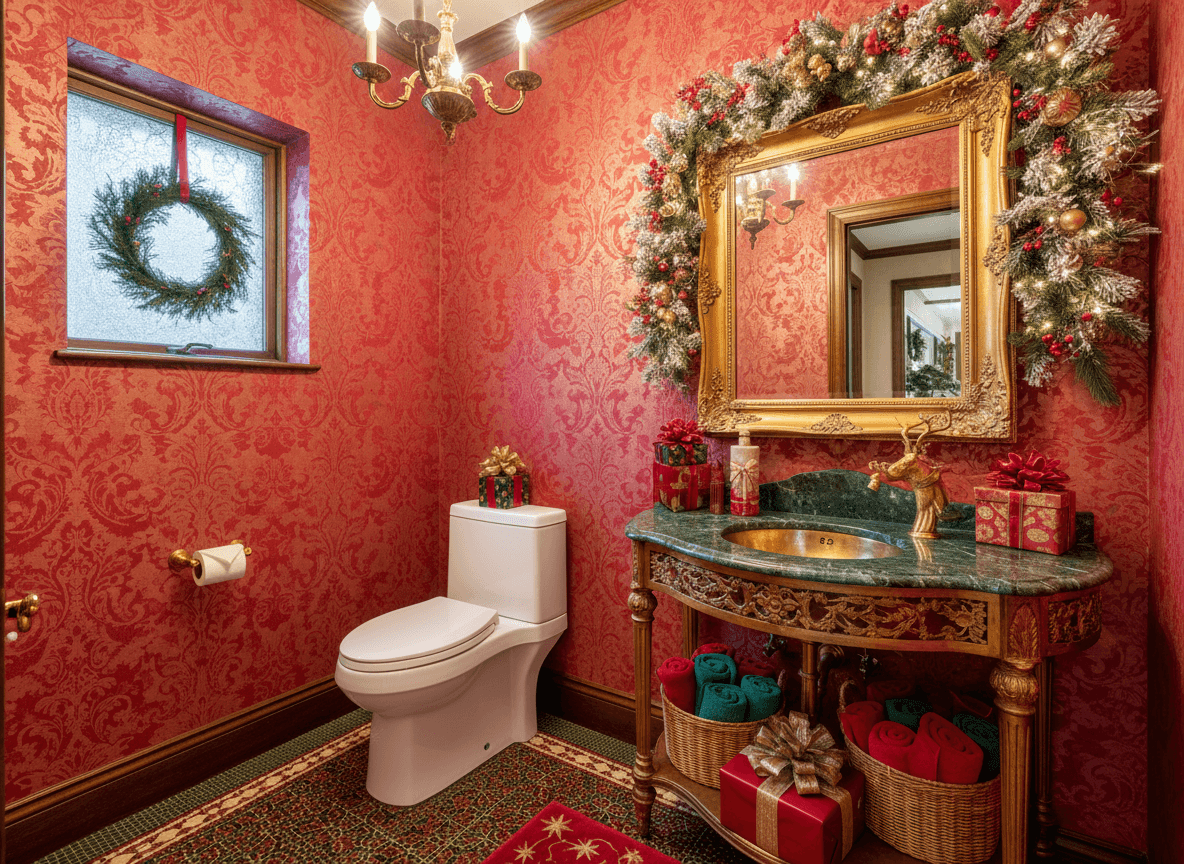 Christmas Toilet interior design - professional christmas toilet with sophisticated decor and premium finishes