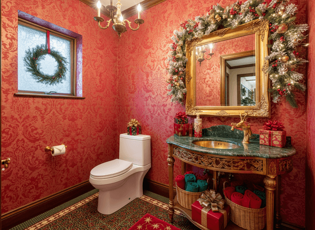 Christmas Toilet interior design - professional christmas toilet with sophisticated decor and premium finishes