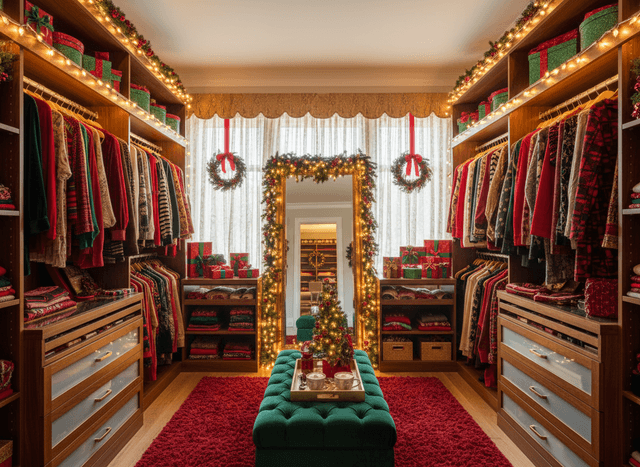 Christmas Walk In Closet interior design - professional christmas walk in closet with sophisticated decor and premium finishes
