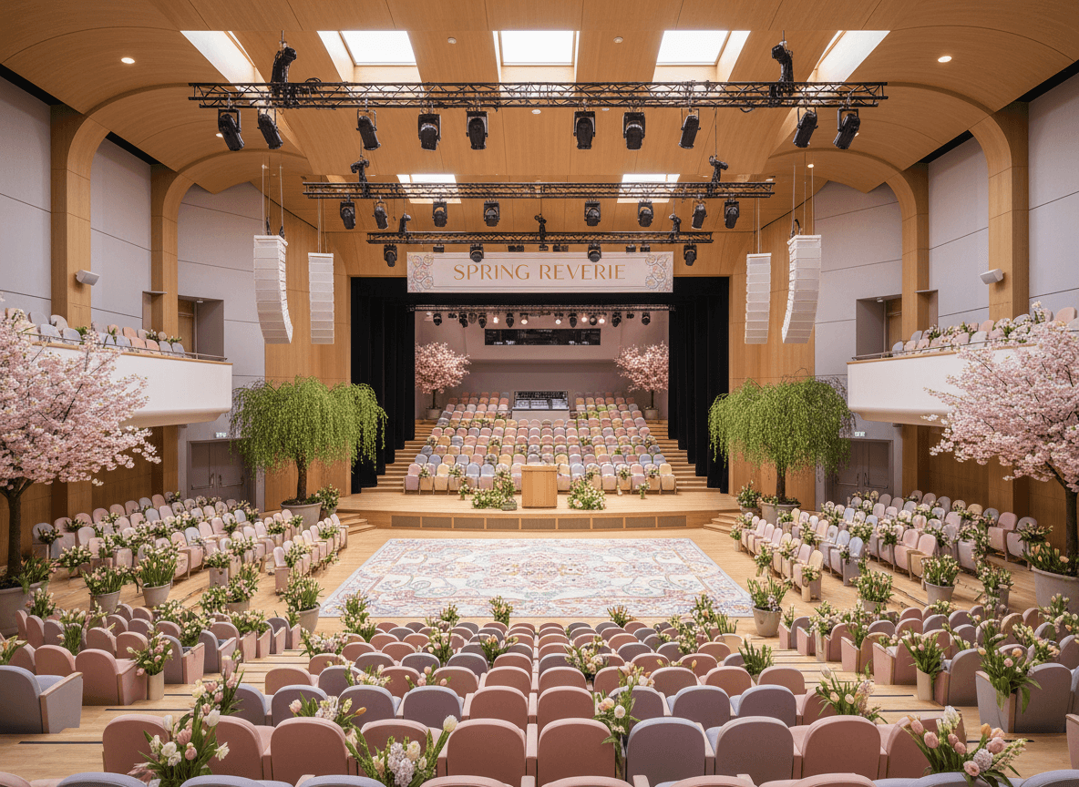 Easter Auditorium interior design - professional easter auditorium with sophisticated decor and premium finishes