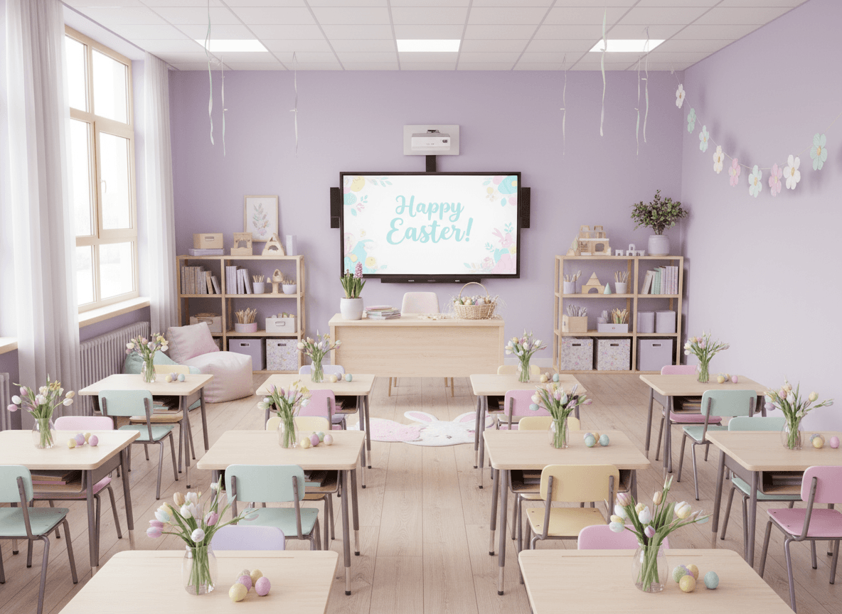 Easter Classroom interior design - professional easter classroom with sophisticated decor and premium finishes