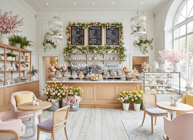 Easter Coffee Shop interior design - professional easter coffee shop with sophisticated decor and premium finishes