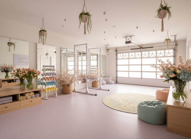 Easter Garage Gym interior design - professional easter garage gym with sophisticated decor and premium finishes