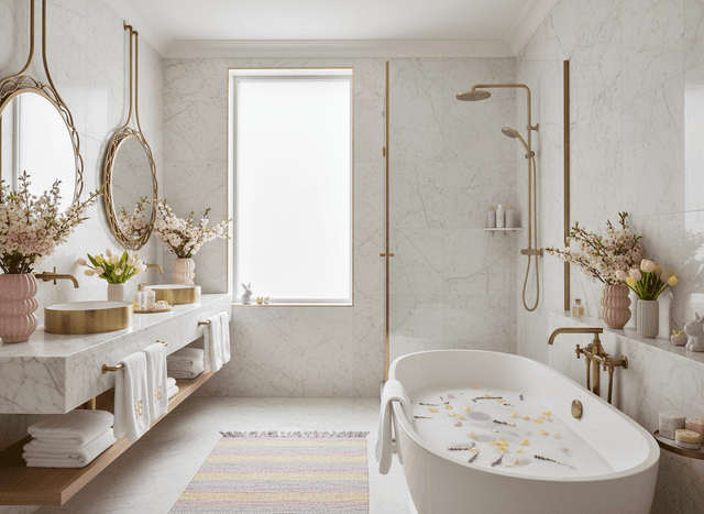 Easter Hotel Bathroom interior design - professional easter hotel bathroom with sophisticated decor and premium finishes