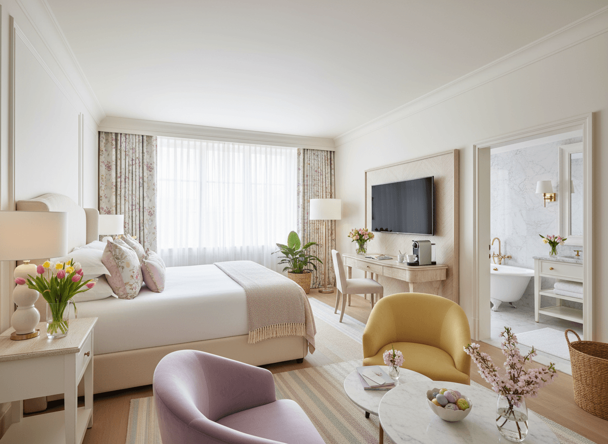 Easter Hotel Room interior design - professional easter hotel room with sophisticated decor and premium finishes