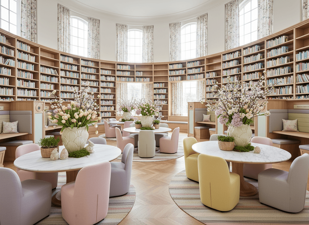 Easter Library interior design - professional easter library with sophisticated decor and premium finishes