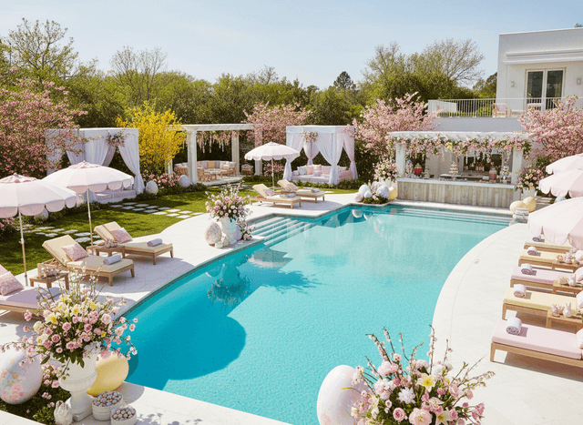 Easter Outdoor Pool Area interior design - professional easter outdoor pool area with sophisticated decor and premium finishes