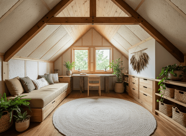 Eco Friendly Attic interior design - professional eco friendly attic with sophisticated decor and premium finishes