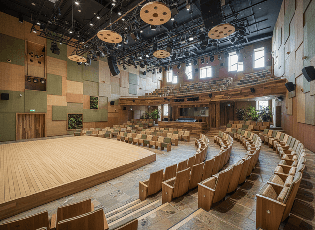 Eco Friendly Auditorium interior design - professional eco friendly auditorium with sophisticated decor and premium finishes