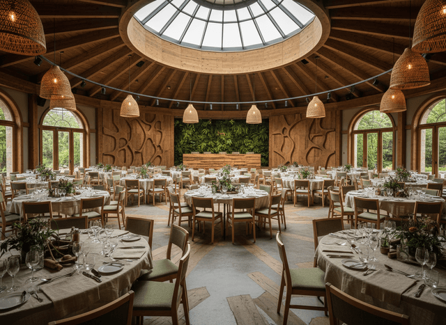 Eco Friendly Banquet Hall interior design - professional eco friendly banquet hall with sophisticated decor and premium finishes