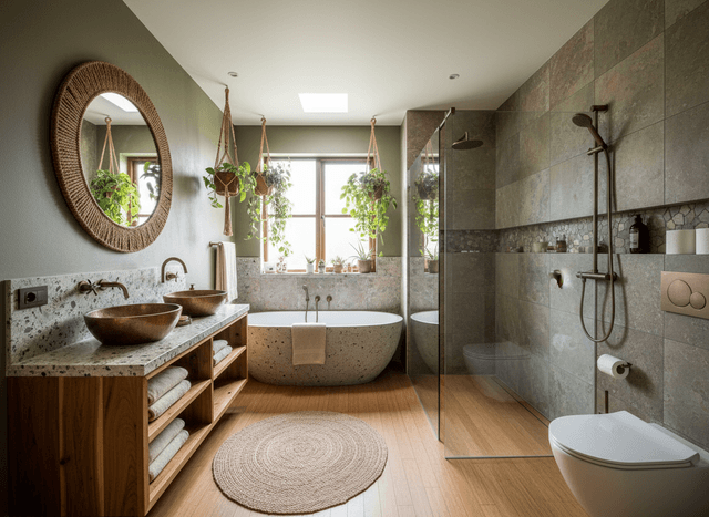 Eco Friendly Bathroom interior design - professional eco friendly bathroom with sophisticated decor and premium finishes