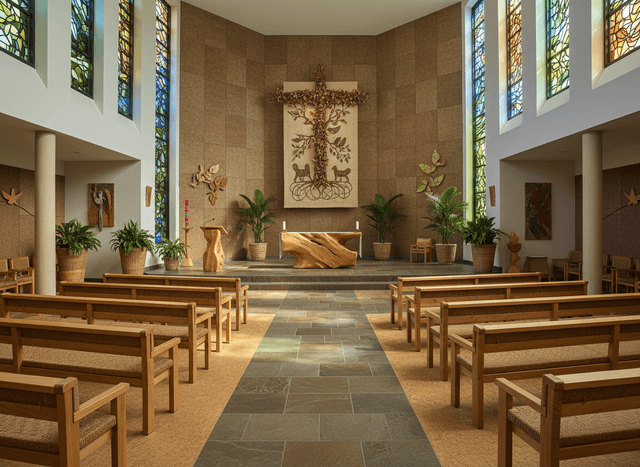 Eco Friendly Church interior design - professional eco friendly church with sophisticated decor and premium finishes