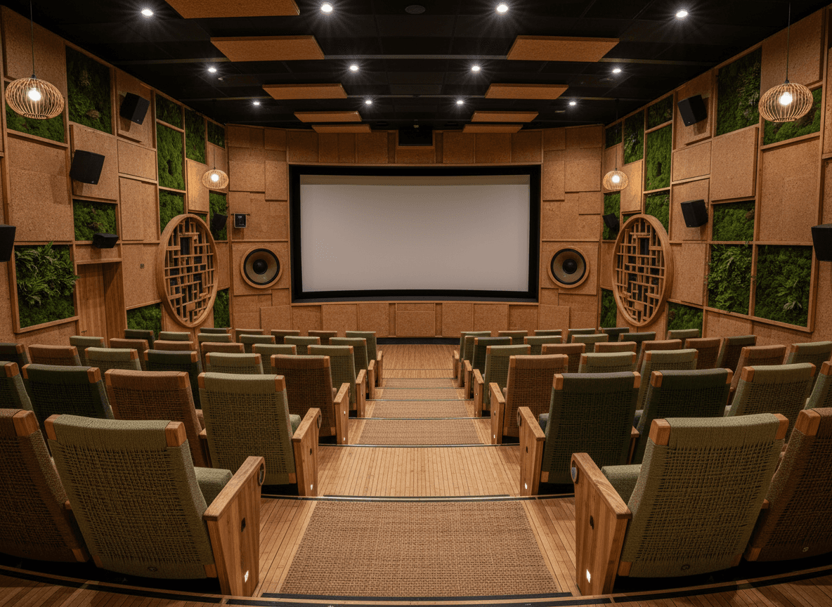 Eco Friendly Cinema interior design - professional eco friendly cinema with sophisticated decor and premium finishes