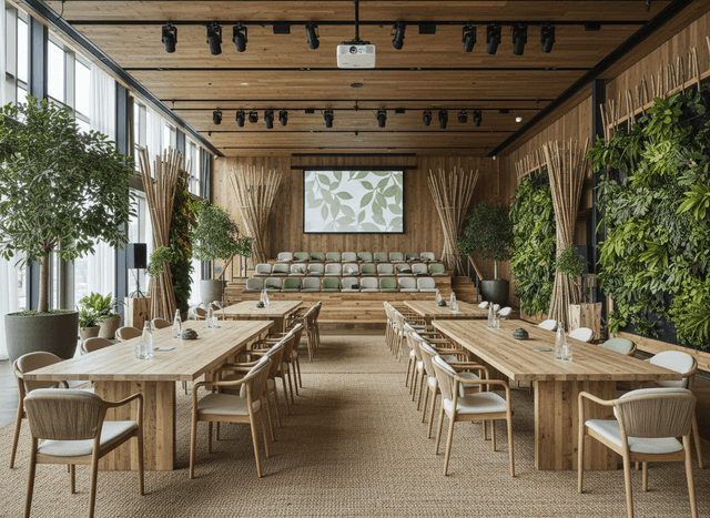 Eco Friendly Conference Hall interior design - professional eco friendly conference hall with sophisticated decor and premium finishes