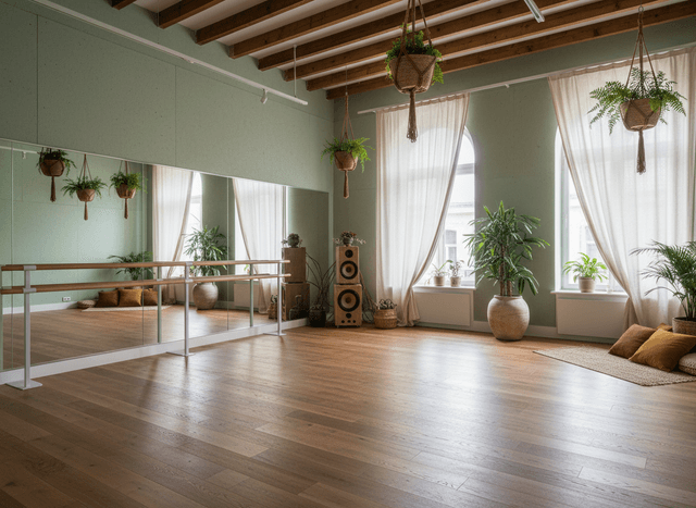 Eco Friendly Dance Studio interior design - professional eco friendly dance studio with sophisticated decor and premium finishes