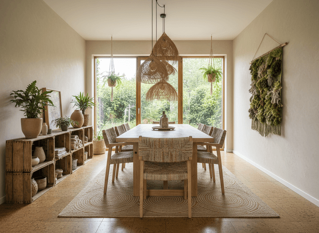 Eco Friendly Dining Room interior design - professional eco friendly dining room with sophisticated decor and premium finishes