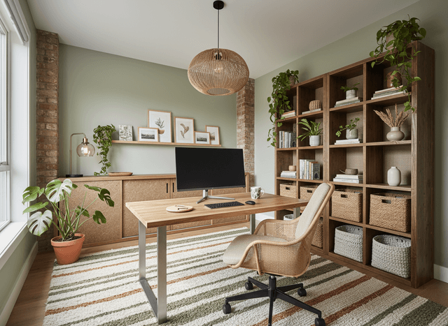 Eco Friendly Home Office interior design - professional eco friendly home office with sophisticated decor and premium finishes